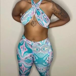 halter neck bell bottoms two pieces